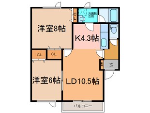 Wisteria(ｳｨｽﾃﾘｱ)A棟の物件間取画像